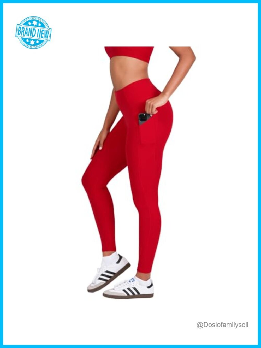 High Waisted Pocket Leggings Yoga Workout Gym Athletic Tummy Control